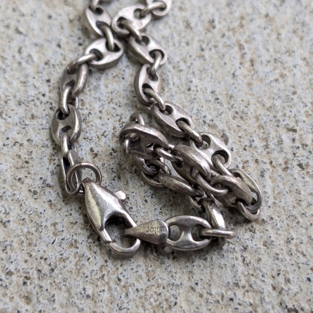 Vintage Milor Sterling Silver Bracelet Anchor Mariner Gucci 7.2y Italy Chain - Picture 7 of 13